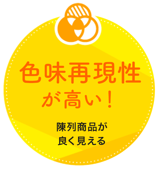 色味再現性が高い！陳列商品が良く見える